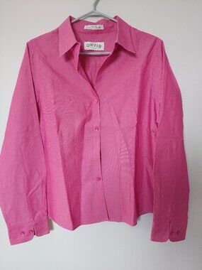 Orvis Women's Sz 14 Long sleeves 100% Cotton wrinkle-free shirt Pink